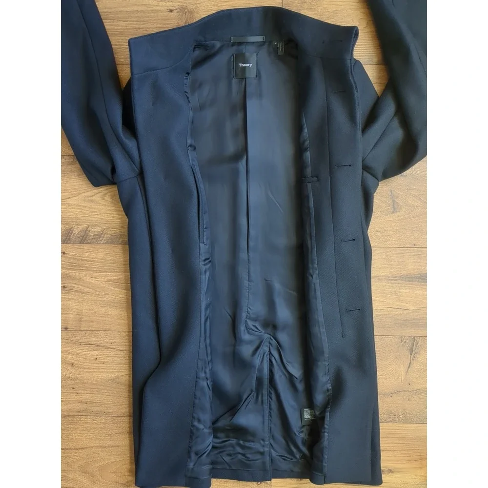 Theory Mens M Belvin Urban Melton‎ Navy Blue Wool Cashmere Blend Coat